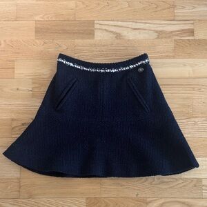 Chanel deep navy blue wool skirt 34 xs